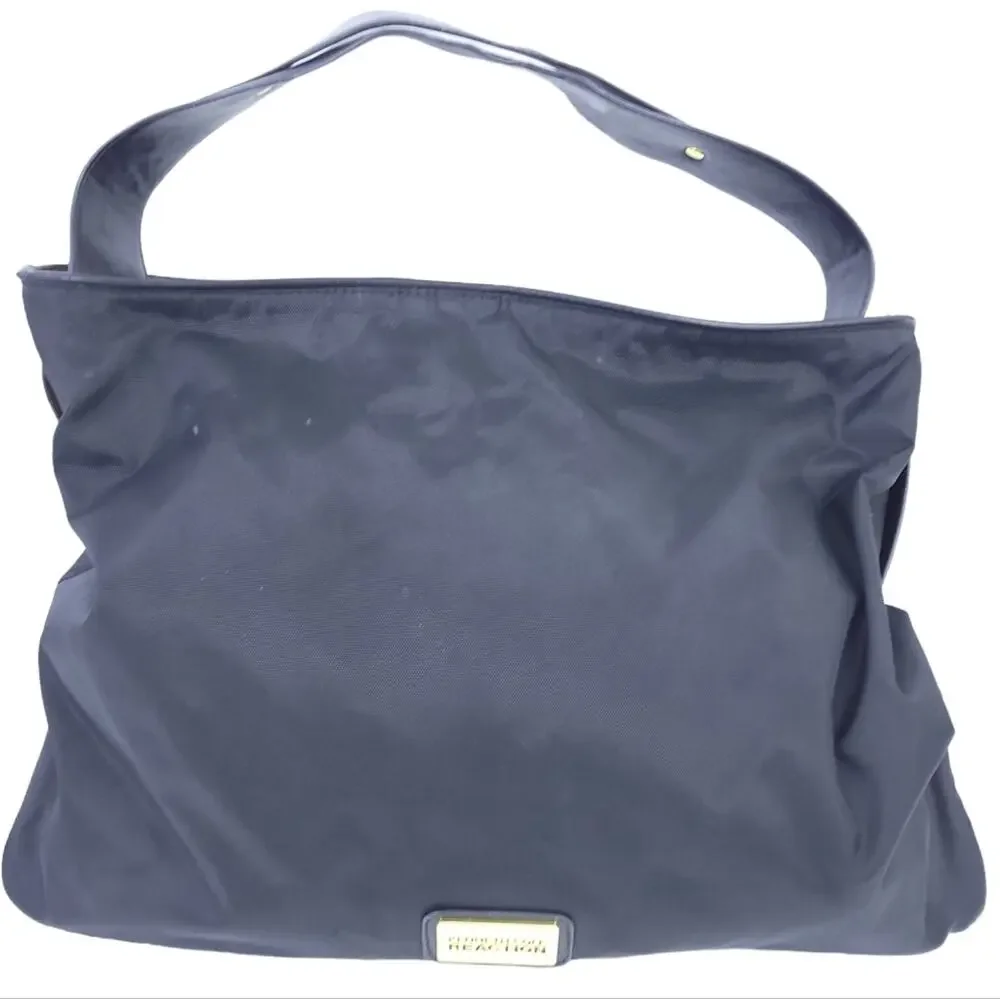 Kenneth Cole Reaction Black Shoulder Bag, Nylon, Gold Hardware, 18